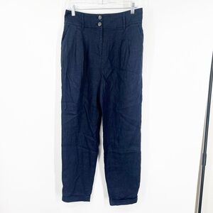 Boden 100% Linen High Rise Cuffed Pants Navy LONG